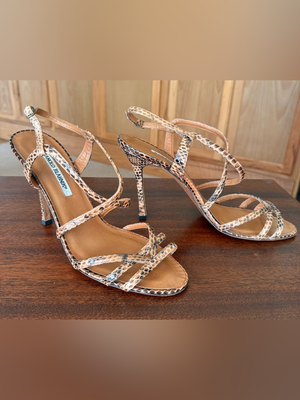 Manolo Blahnik Vintage Python Strappy Sandals Heels EU 42 | US 11 Made in Italy